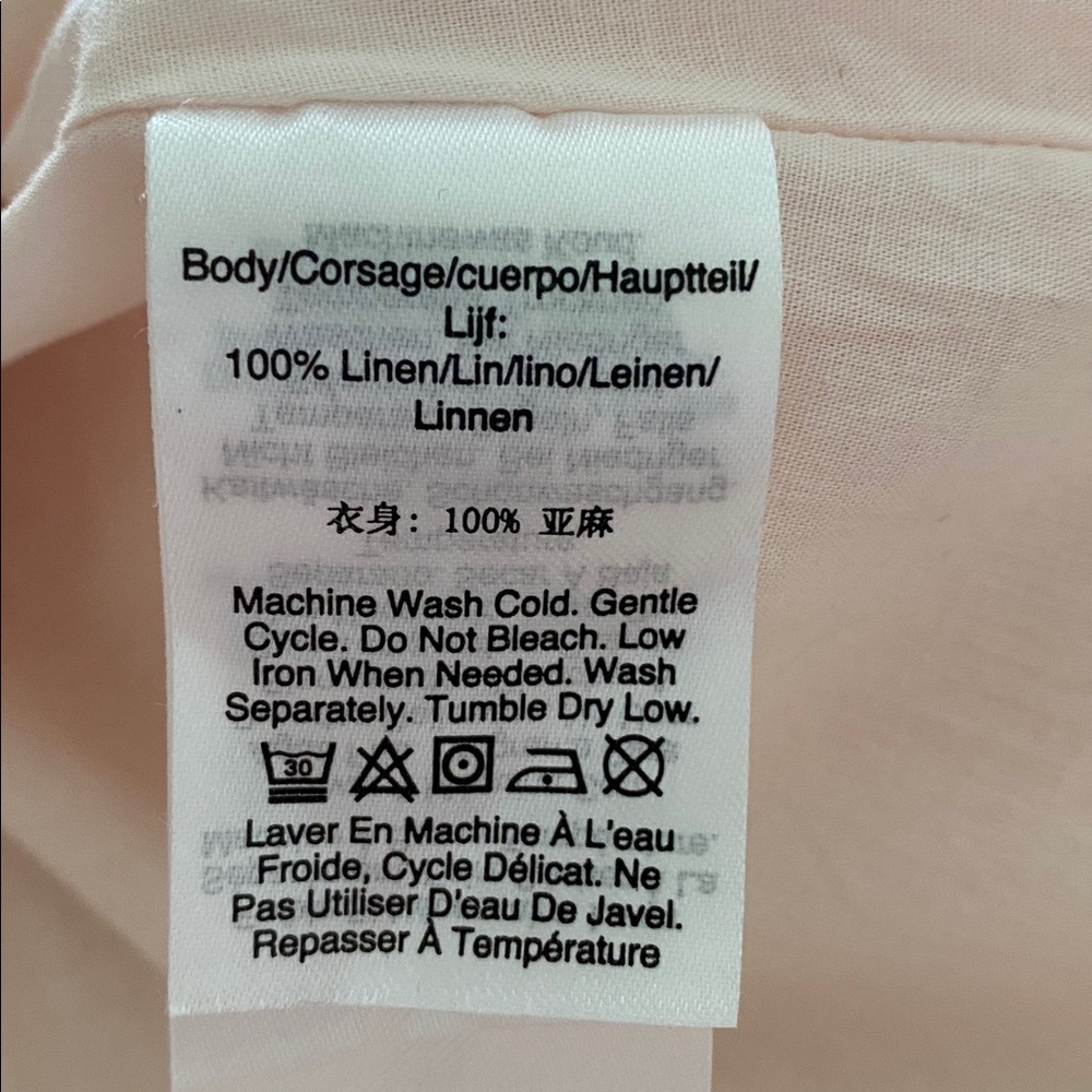 DKNY Pure women's linen maxi dress with lining & two side slits in light peach - Picture 10 of 10